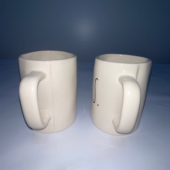 Rae Dunn Artisan Dimpled Ivory Ceramic MR. & MRS. Wedding Coffee Mugs Set - Picture 3 of 11
